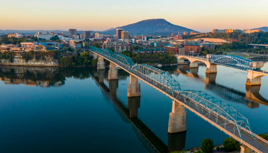Chattanooga skyline over the Tennessee River